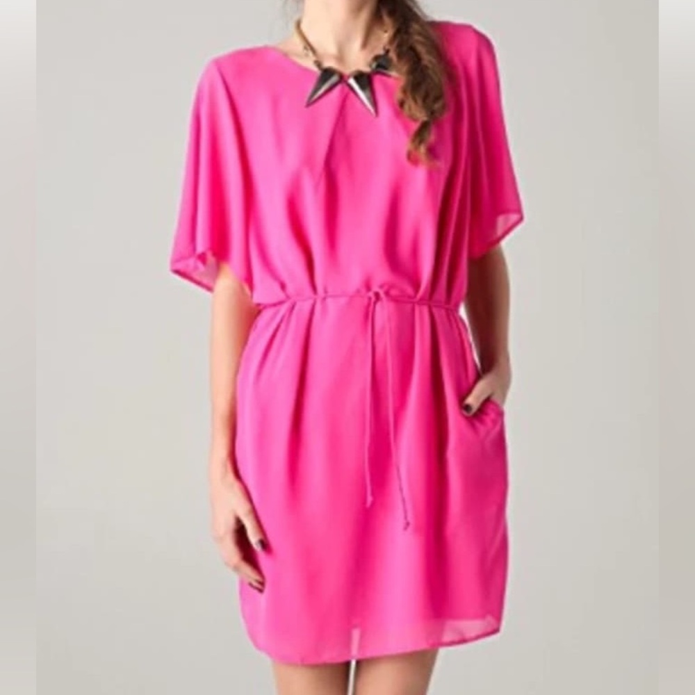 ACNE Moreau Crepe Dress Magenta Bright Pink w/Pockets (Size 36 FR/US 4)